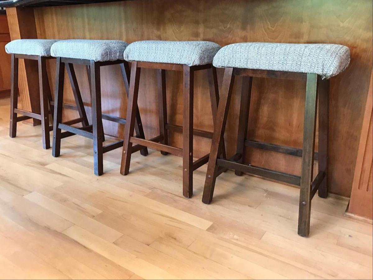 Stools are recovered for comfort and style at a cost-savings.